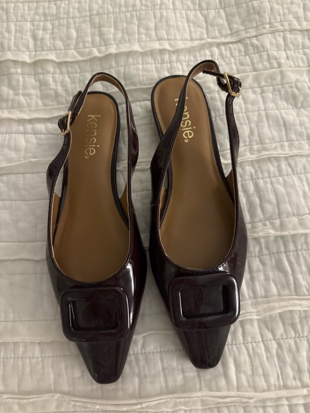 Kensie Patent Slingback Flats in Burgundy